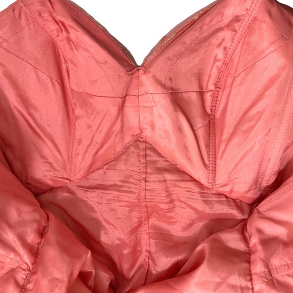 SHERRI HILL Coral Pink Embellished Tulle & Lace Full Length Gown - Picture 7 of 11